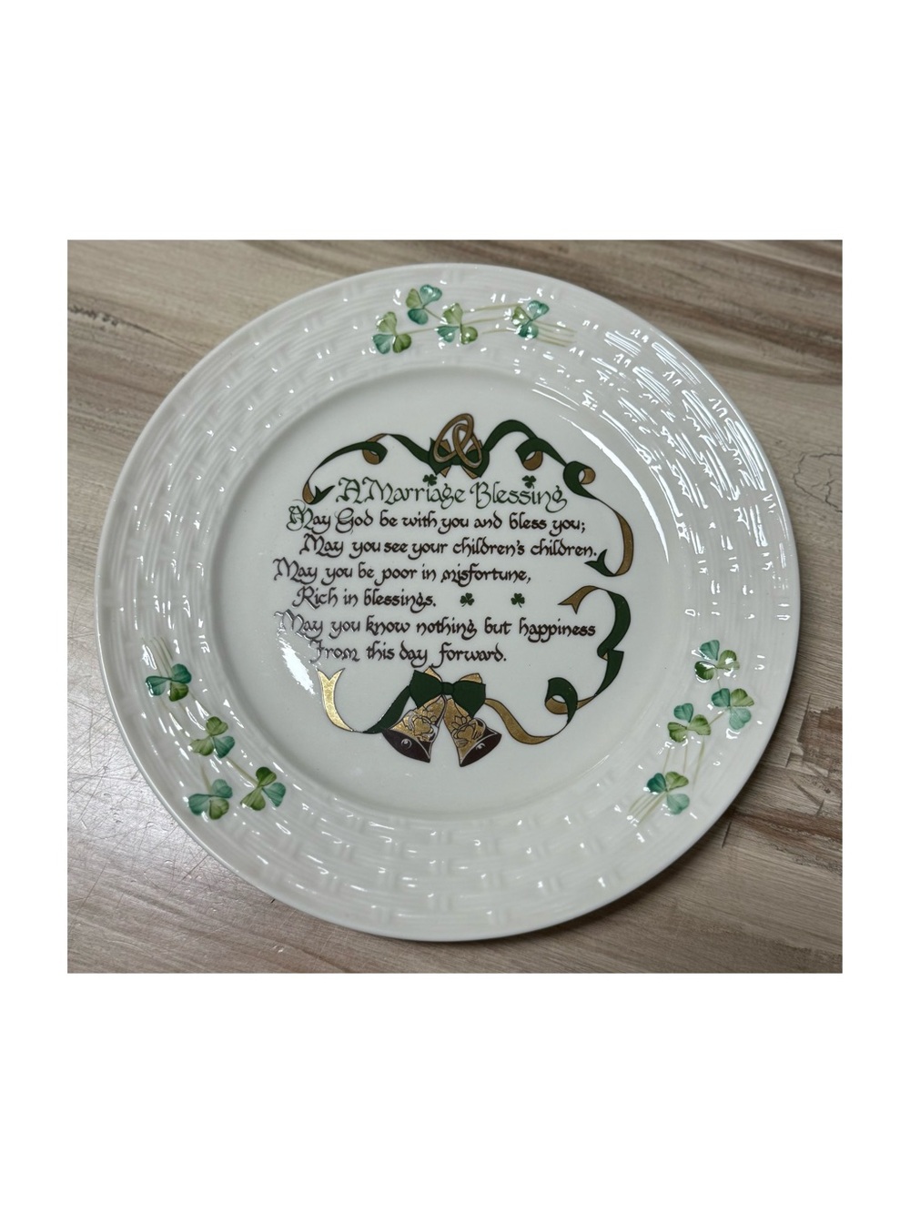 Belleek Ireland Marriage Blessing Plate Fine Parian China 8.5"
